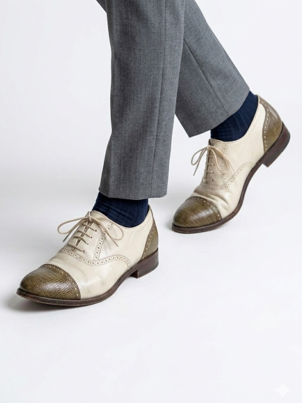 Vintage Davanzati Handmade Italy Leather Men's Spectator Oxfords 10.5
 🇮🇹